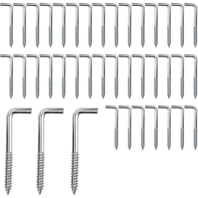 Ulisem40pcs crochets à vis, vis d'angle, crochets en l, crochets à visser, vis en acier au carbone pour plantes suspendues, ustensiles de cuisine,