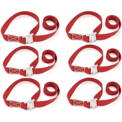 Ulisem6 Pièces Sangle d'Arrimage, Sangles de Fixation Réglables Cliquet, Sangle Porte Velo attelage Set de Sangles Fixes avec Sac de Transport, pour Moto, Voiture, Remorque, Bagages, Cargais(100cm,Rou