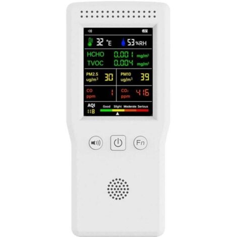 Ulisem9 en 1 Qualité de l'air CO2 CO PM2.5 HCHO TVOC Température Humidité Maison Qualité de l'air LCD Affichage - Blanc