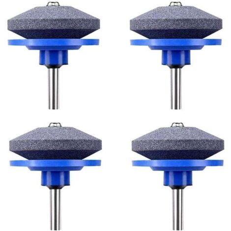 UlisemAffûteuse de Tondeuse à Gazon,4 PCS Universel Tondeuse À Gazon Affûteuse De Lame Rotative Meuleuse De Jardin Pierre De Roue pour Perceuse Électrique Perceuse À Main Kit De Réparation