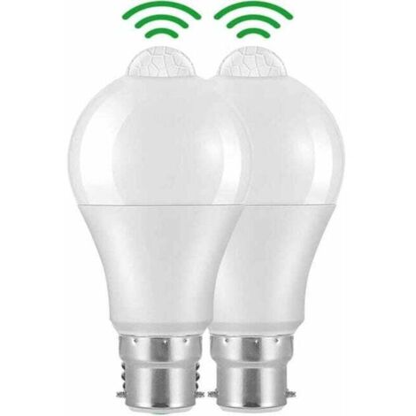 UlisemAmpoule Detecteur de Mouvement B22 Baïonnette LED, 12W, 1020lm, Blanc Froid 6000 K, CIR 85, étanches IP42 à économie d'énergie, non dimmable