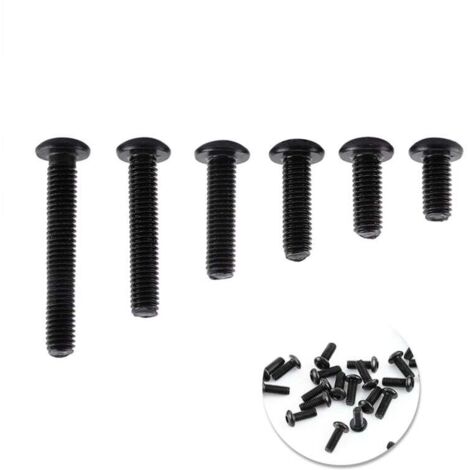 UlisemAssortiment de 250 vis à six pans creux M3 en acier allié noir avec écrous hexagonaux (tête bombée)