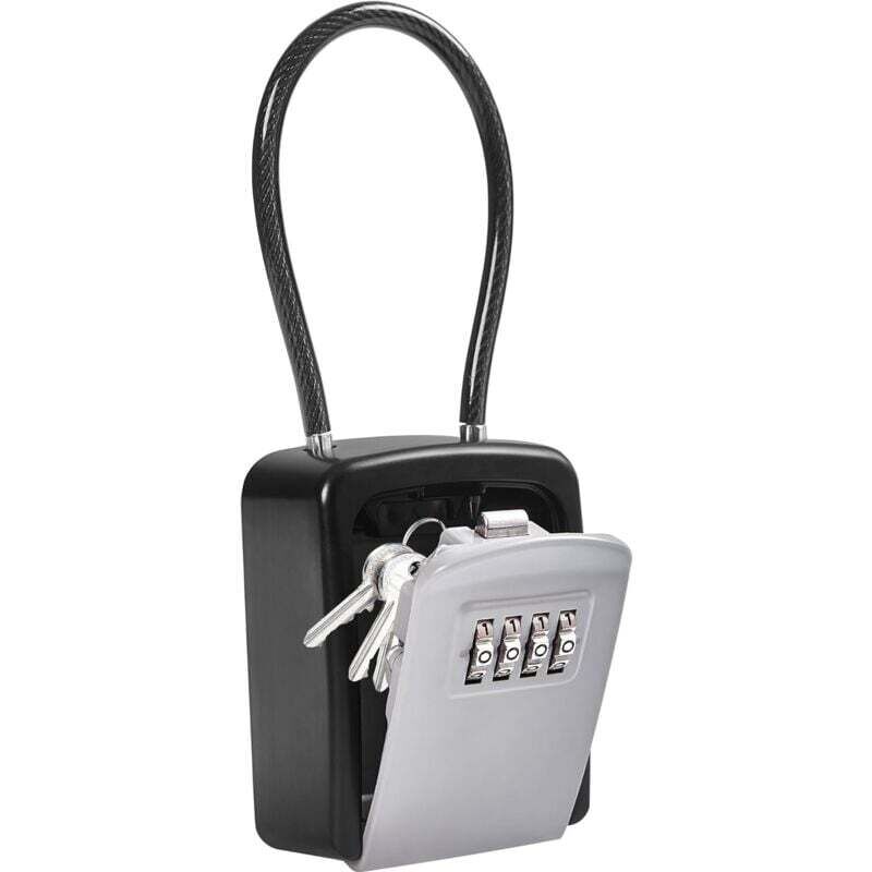 Boîte à Clé en Câble Métallique, Boîte à Clé Sécurisée Combinaison à 4 Chiffres Extérieur étanche, pour Entrepôts - Gris - Ulisem