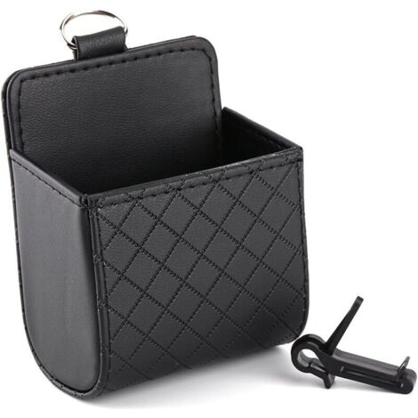 UlisemBoîte de rangement pour voiture, support de lunettes de téléphone portable, sac de rangement intérieur pour voiture, sac de rangement en cuir PU Mul