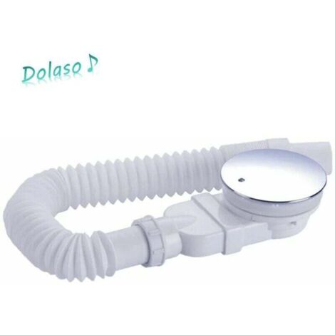 UlisemBonde de douche 90 mm, extra plat, trou de vidange pour bac de douche, siphon avec système anti-odeurs, tamis à cheveux, tuyau flexible, couvercle chromé，blanc, une pièce