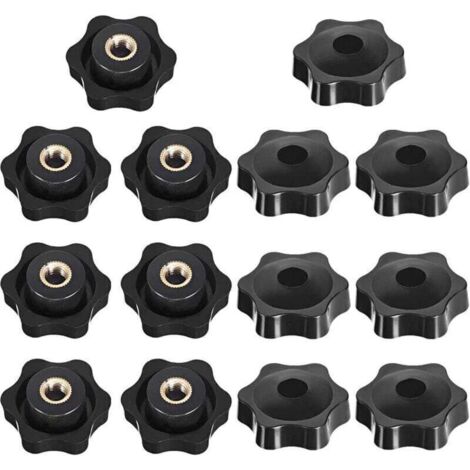UlisemBouton de Serrage Tête étoile, Étoile Tête Écrous De Serrage Bouton, Serrage Écrous Poignée Forme Étoile, Bouton De Serrage De Filetage, pour Machine-outil, Noire, M6, 14 Pièces