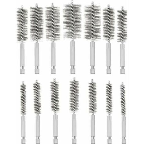 UlisemBrosse Metallique pour Perceuse, 14 Pièces Brosse de Trou en Acier Inoxydable, Différentes Tailles Brosse de Nettoyage en Acier Inoxydable pour éliminer Vieille Peinture et Rouille