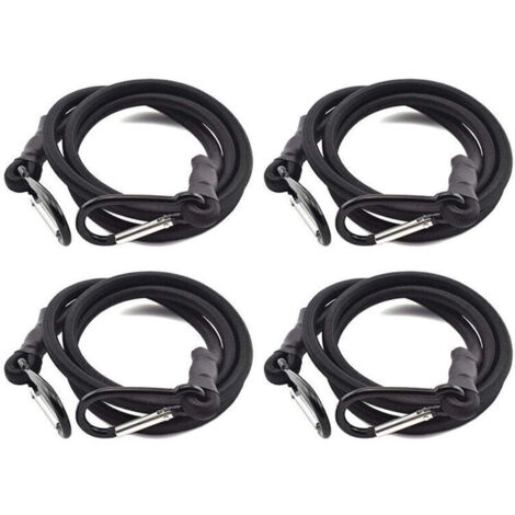 UlisemBungee elastische Bungee-Seile, 4er-Set, schwarz, mit Haken für Dachgepäckträger-Bungee-Seile (1 m)