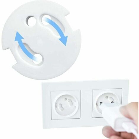 UlisemCache Prise Bébé Français-Protection Prises Bebe-Caches Prises Electrique-Sécurité Enfant-Mécanisme Tournant 10Pcs