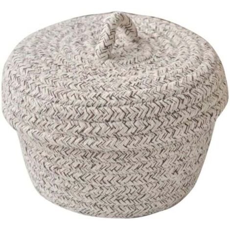 UlisemCestino portaoggetti piccolo con coperchio in corda di cotone naturale per la cameretta dei bambini, cestino portaoggetti per giocattoli