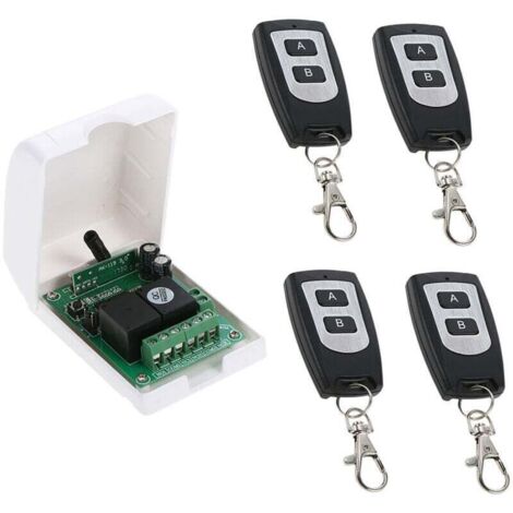 UlisemContrôleur de moteur DC 12V DC, Commutateur de télécommande sans fil RF 433Mhz Récepteur de relais avec 4 émetteurs, pour la rotation avant et arrière des moteurs, porte de porte, volet roulant