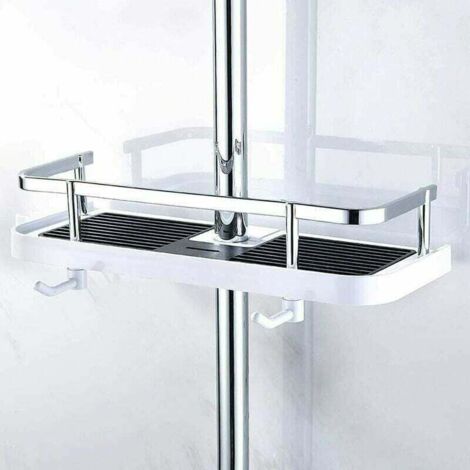 UlisemEtage de Douche Mural réglable, Panier Salle de Bain Cuisine Rangement Fixer sur Tuyau, serviteur Douche métal Anti-Rouille, Support Mural Pratique Commode 30x12x6 cm