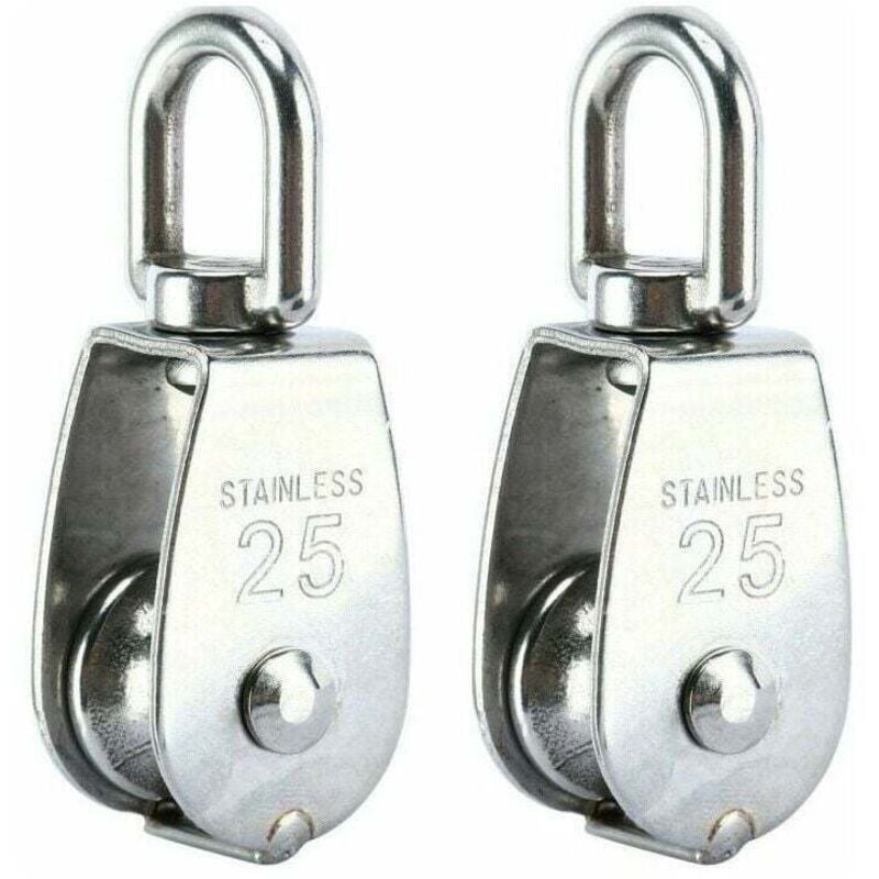 Image of Heberolle, 304 Edelstahl Einzelrolle M25 Einzelrolle Tragkraft 150kg, 2er-Pack - Ulisem