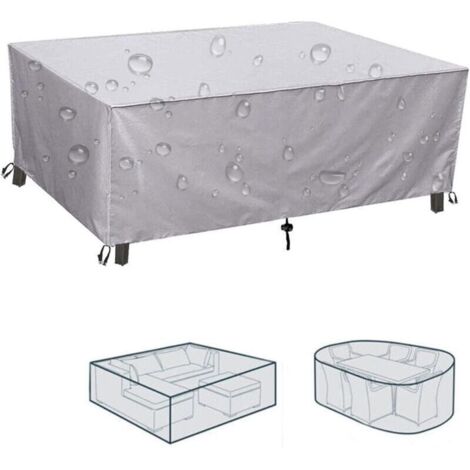 UlisemHousse de protection pour mobilier de jardin 190 x 125 x 80 cm, carrée, imperméable, pour salon de jardin, protection pour meubles de balcon, résistante à l'hiver, housse de table Oxford 420D