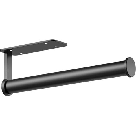 UlisemiKeeGan Portarotolo di carta autoadesivo o forabile da 33 cm, portarotolo da parete, portarotolo da cucina, portarotolo di carta (1, nero)