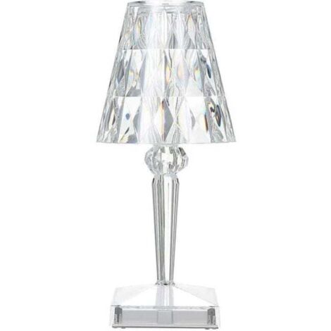 UlisemLampe De Table En Cristal De Diamant, Lampe De Chevet De Chambre En Cristal Rechargeable Par Usb, Temperature/Luminosite Reglables, type tactile