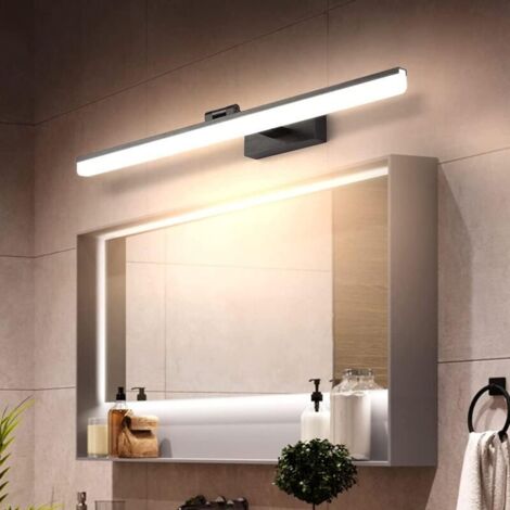 UlisemLampe Miroir LED Salle de Bain 50cm, 12W , IP44 Étanche Applique Murale 180° Rotatif, Lumière Miroir Moderne, Blanc Chaud 3000K, Schwarz [Classe énergétique F]