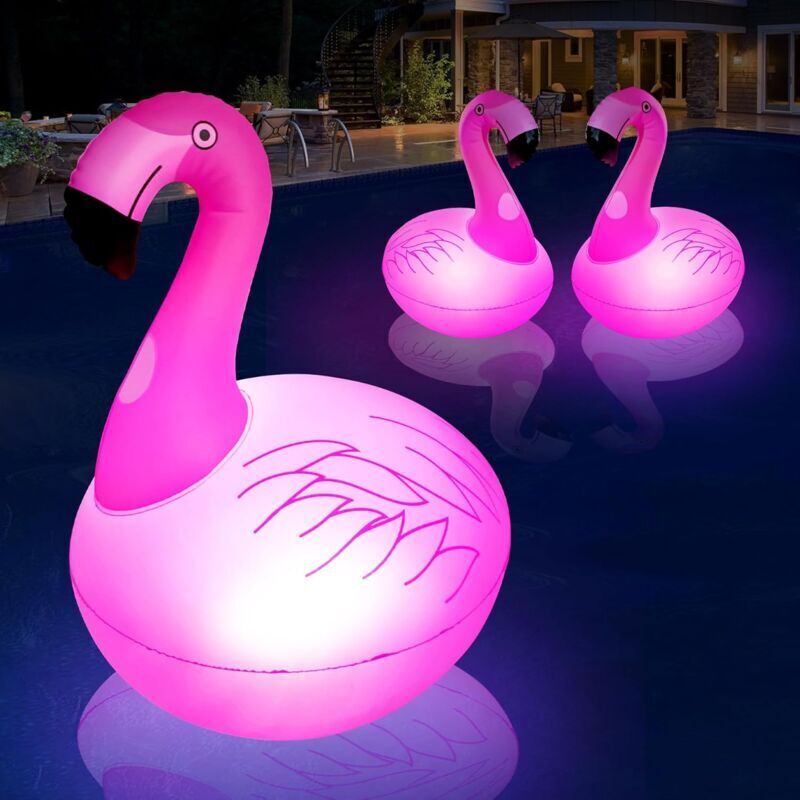UlisemLampe Piscine Flottante Flamant Rose, Lampe de Piscine Solaire à Flamant Gonflable, Lumière Flottante Piscine Flamant, Lampe Solaire Flottante