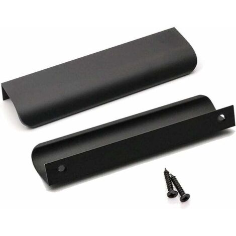 UlisemLot de 10 Poignee de Meuble Cuisine Noir Poignée Cuisine Noir Poignée Profil Noir Poignée Meuble Noir Mat en Alliage d'Aluminium Entraxe 128mm Longueur 150mm（Noir）