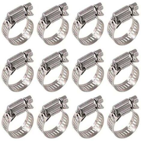 UlisemLot de 12 Colliers de Serrage en Acier Inoxydable - Diamètre Réglable 32-44mm (10mm de Largeur) pour Fixation de Tuyaux et Conduites