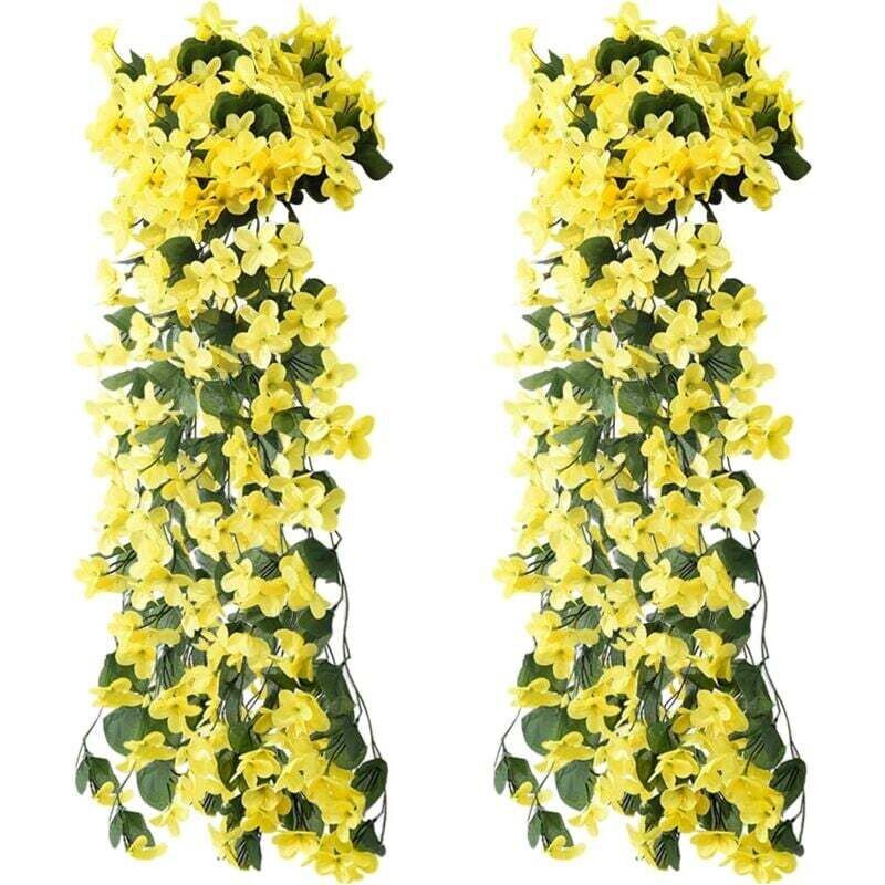UlisemLot de 2 fleurs artificielles suspendues - Fleurs artificielles - Violet - Glycine - Plantes suspendues - En plastique - Pour bureau, maison,