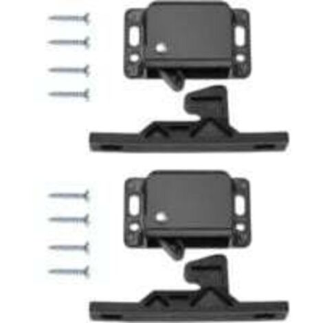 UlisemLot de 2 loquets de porte d'armoire avec 8 vis pour camping-car, loquets de porte de caravane, accessoires pour armoires, portes coulissantes, maison, cuisine, noir