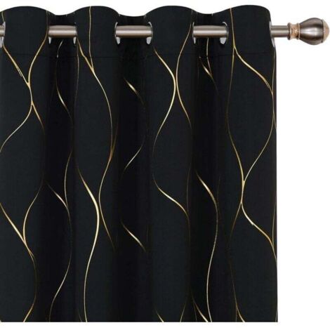 UlisemLot de 2 rideaux à œillets pour fenêtre de cuisine, occultants et thermiques, design moderne, isolants