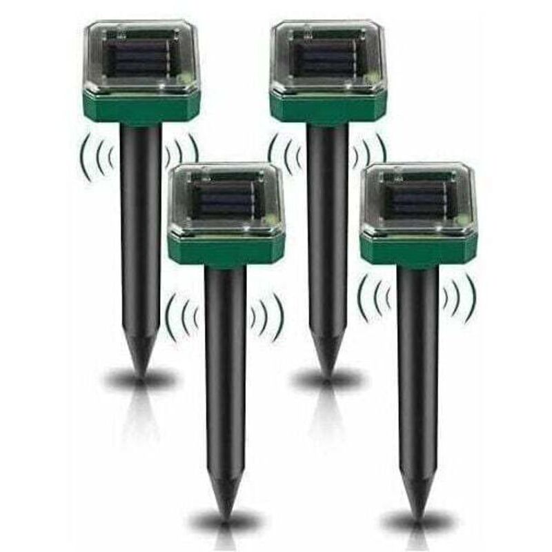 UlisemLot de 4 Répulsifs Solaires à Ultrasons, Répulsif Anti-Taupes Solaire Souris Repeller Exterieur pour Jardins Taupes Campagnols Gophers Serpents