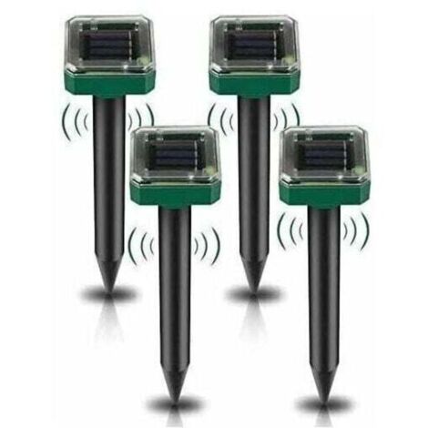 UlisemLot de 4 Répulsifs Solaires à Ultrasons, Répulsif Anti-Taupes Solaire Souris Repeller Exterieur pour Jardins Taupes Campagnols Gophers Serpents ou Autres Autres Rongeurs