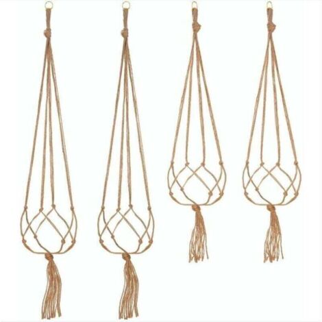 UlisemLot de 4 Suspension Corde Plante Macramé Porte Pot Suspendu Plante Cintre Intérieur Extérieur Décoration du Jardin avec - 2 pièces 105 cm et 2 pièces 90 cm, 4 pieds