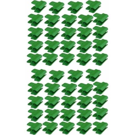 UlisemLot de 48 colliers de serrage pour tuyau de jardin, accessoires de film d'abri de jardin, diamètre extérieur 16 mm, piquets pour plantes, clips en plastique pour serre, Vert