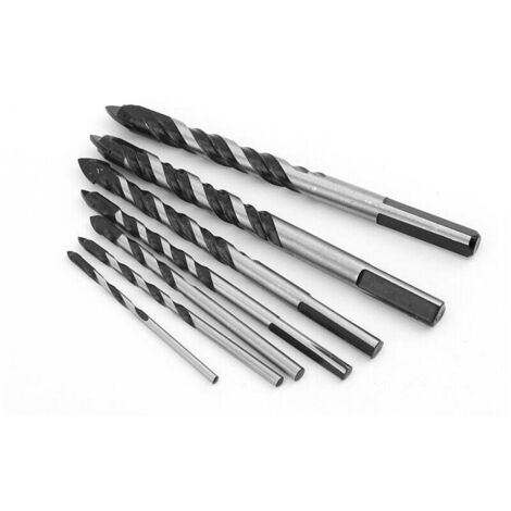 UlisemLot de 5 forets multi-matériaux pour céramique, carrelage, béton, brique, verre, plastique et bois, 6, 6, 8, 10, 12 mm, pointe en carbure de tungstène.