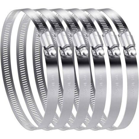 UlisemLot de 6 Colliers de Serrage Tuyau en Acier Inoxydable 304 Réglables (105-127 mm) - Idéaux pour Tuyaux d'Eau, Réservoirs de Gaz et Tubes Automobiles