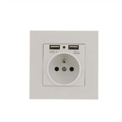 UlisemLotto di 2 prese a muro, presa elettrica a muro con doppia USB 5V/2100mA, presa da incasso con 2 porte USB pratica e maneggevole