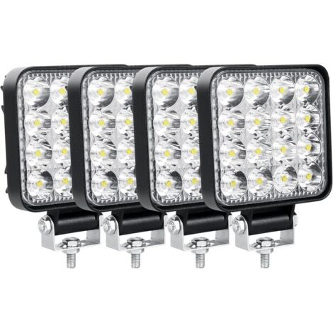 UlisemLotto di 4 luci da lavoro a LED da 8,5 cm, 3,4'', 48 W, faretti a LED, 12 V, 24 V, impermeabili, IP67, faretti fendinebbia a LED per auto, camion, trattori, SUV, barche, quad, veicoli 4x4