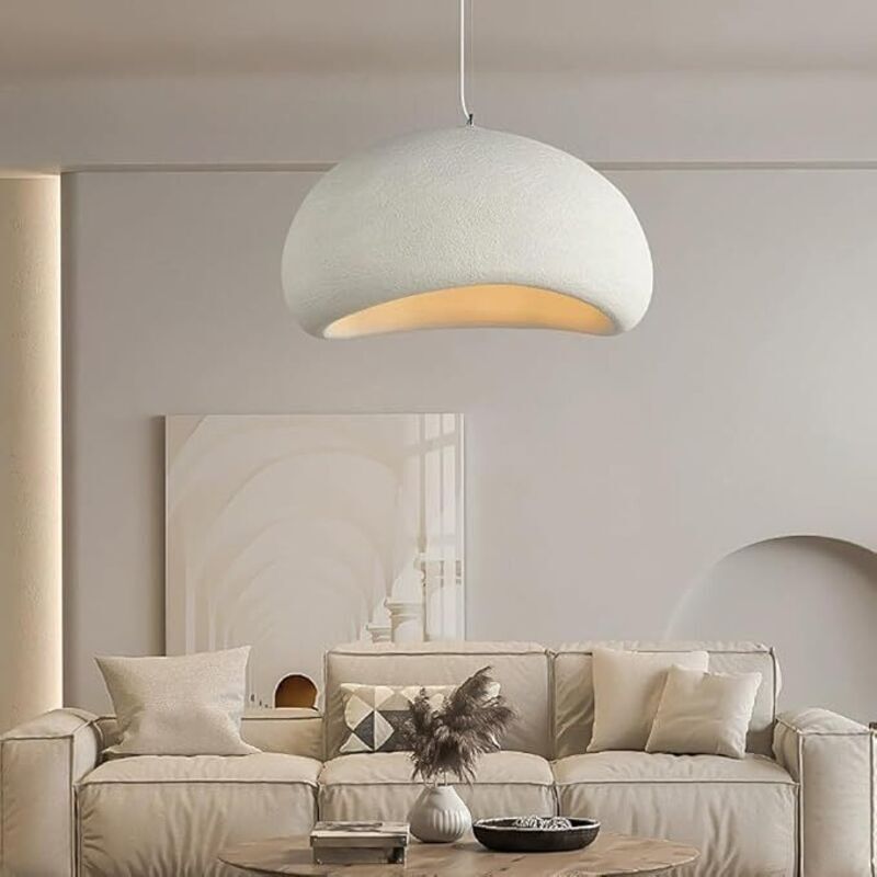 Ulisem – Lustre blanc E27 30 cm – Résine et polystyrène haute densité – Style wabi-sabi pour restaurant et bar – Éclairage créatif - clairage30cm