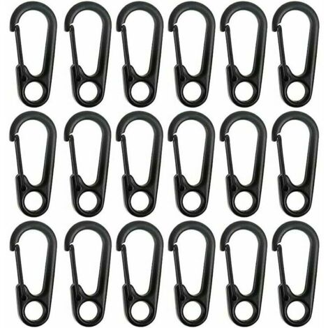 UlisemMini mousqueton en alliage de zinc pour porte-clés, idéal pour l'escalade, la randonnée, l'alpinisme, le camping et la pendaison d'objets (noir, dimensions : 31,3 × 14,3 mm), lot de 20 pièces.