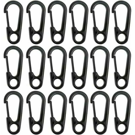UlisemMini mousqueton en alliage de zinc pour porte-clés, idéal pour l'escalade, la randonnée, l'alpinisme, le camping et la pendaison d'objets (noir, dimensions : 31,3 × 14,3 mm), lot de 20 pièces.