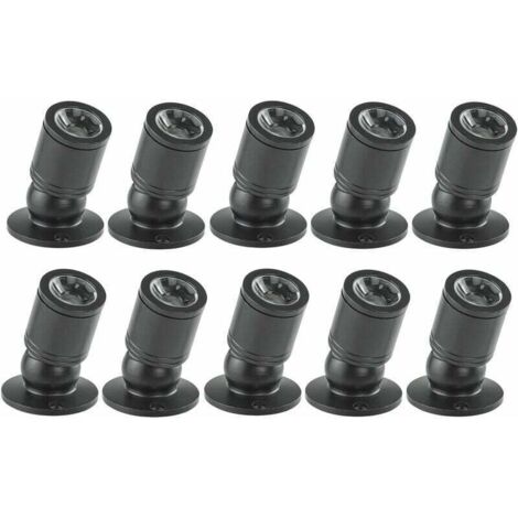 UlisemMini Spot à LED Mini Spot Encastré Encastrable au Plafond 1W avec Pilote 100-265V AC pour Maison/Armoire à Vin/Armoire à Bijoux/Salon/Placard, 10pcs[Classe énergétique A+] (Black, Lumière chaude
