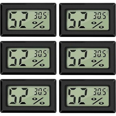 UlisemMini termometro igrometro digitale LCD - Temperatura e umidità -5070℃ 10% 99% RH - (confezione da 6)
