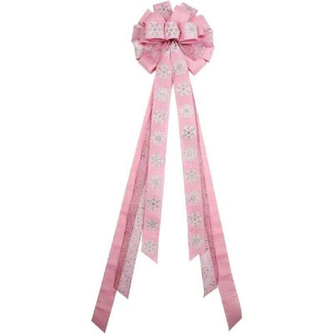 UlisemNœuds en forme de flocons de neige pour sapin de Noël, 33 x 113 cm, nœuds en toile de jute, décoration de fête de Noël pour intérieur et extérieur, dîner de Noël, cheminée
