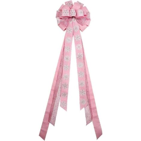 UlisemNœuds en forme de flocons de neige pour sapin de Noël, 33 x 113 cm, nœuds en toile de jute, décoration de fête de Noël pour intérieur et extérieur, dîner de Noël, cheminée