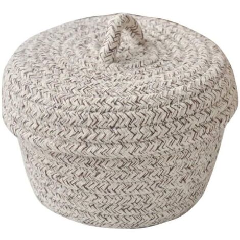UlisemPetit panier de rangement avec couvercle en corde de coton naturel, boîte de rangement pour chambre d'enfant, panier pour jouets de bébé