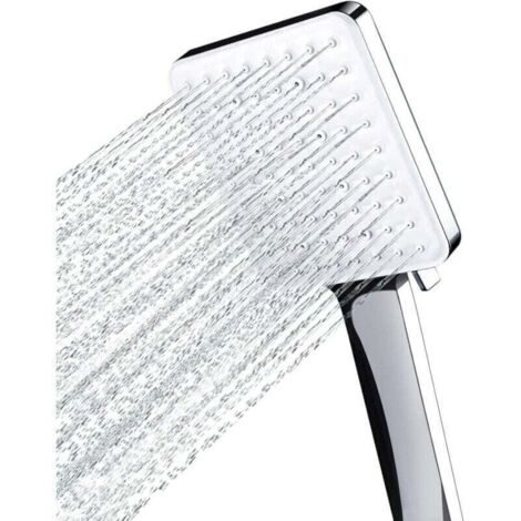 UlisemPommeau de Douche, Grande Pommeau Douche Carrée avec Commande à Une Main, Pommeau de Douche Haute Pression avec 6 Modes de Douche, Chromés