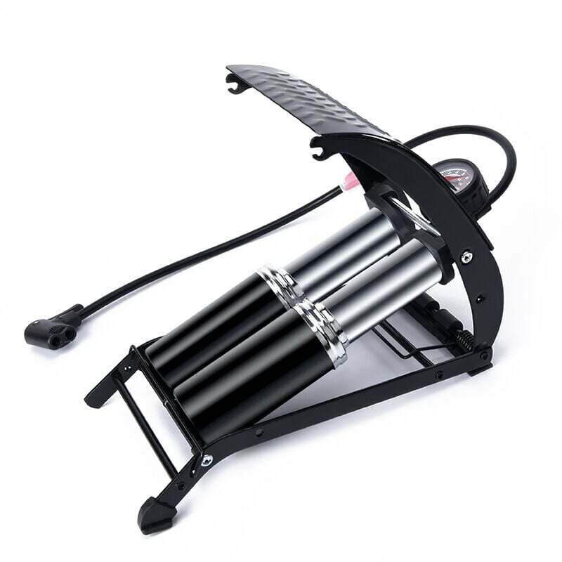 Pompe à Pied à Double Cylindre, Pompe à vélo Portable avec manomètre précis et vannes intelligentes, Pompe à air 140PSI pour vélos, Voitures, Ballons