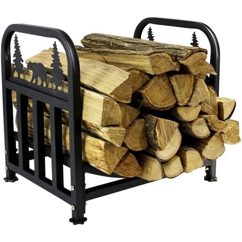 Ulisem Porte-bûches pour cheminée, étagère à bois, panier à bois avec poignées, porte-bûches pour bois de chauffage, porte bois en métal pour