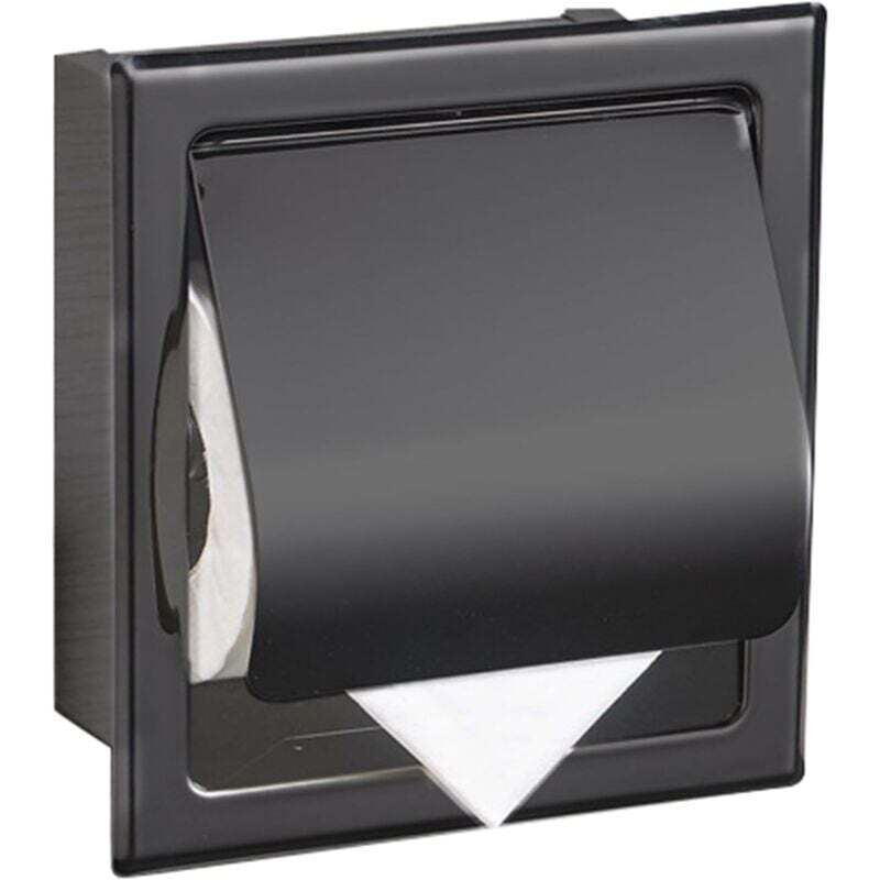 Ulisem Porte-rouleau de papier toilette encastré en acier inoxydable Noir mat