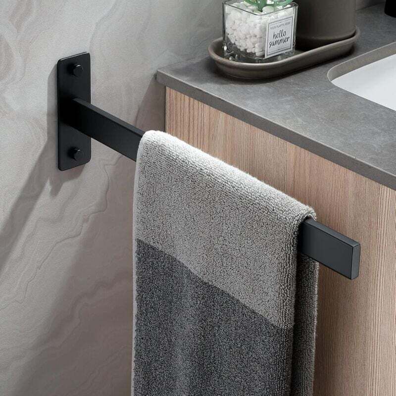 UlisemPorte-serviettes, perçage mural, barre porte-serviettes, noir, mat, acier inoxydable, rectangulaire, à un bras, porte-serviettes, pour salle de