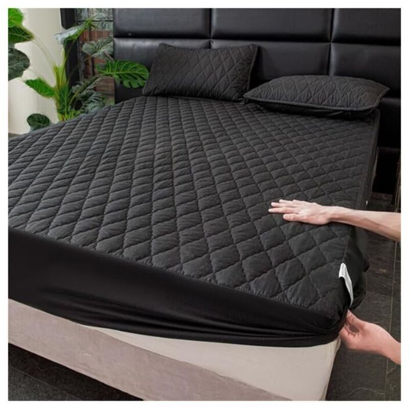 UlisemProtège-matelas imperméable extra doux avec poches profondes, couleur unie, motif géométrique, offre un confort de sommeil supplémentaire pour