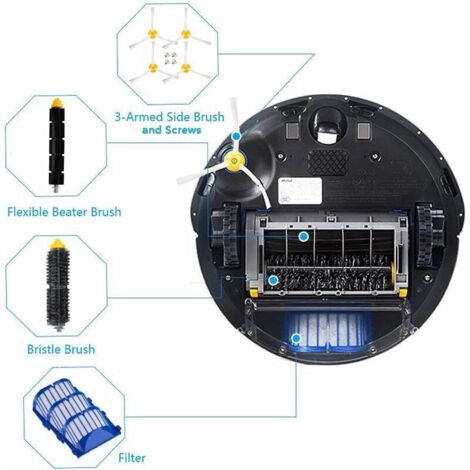 UlisemRemplaçant kit Brosses secours d'accessoires pour iRobot Roomba série 600 610 614 620 625 630 635 640 645 650 655 660 665 670 671 680 690 691 Accessoires pour rechange iRobot Roomba 600
